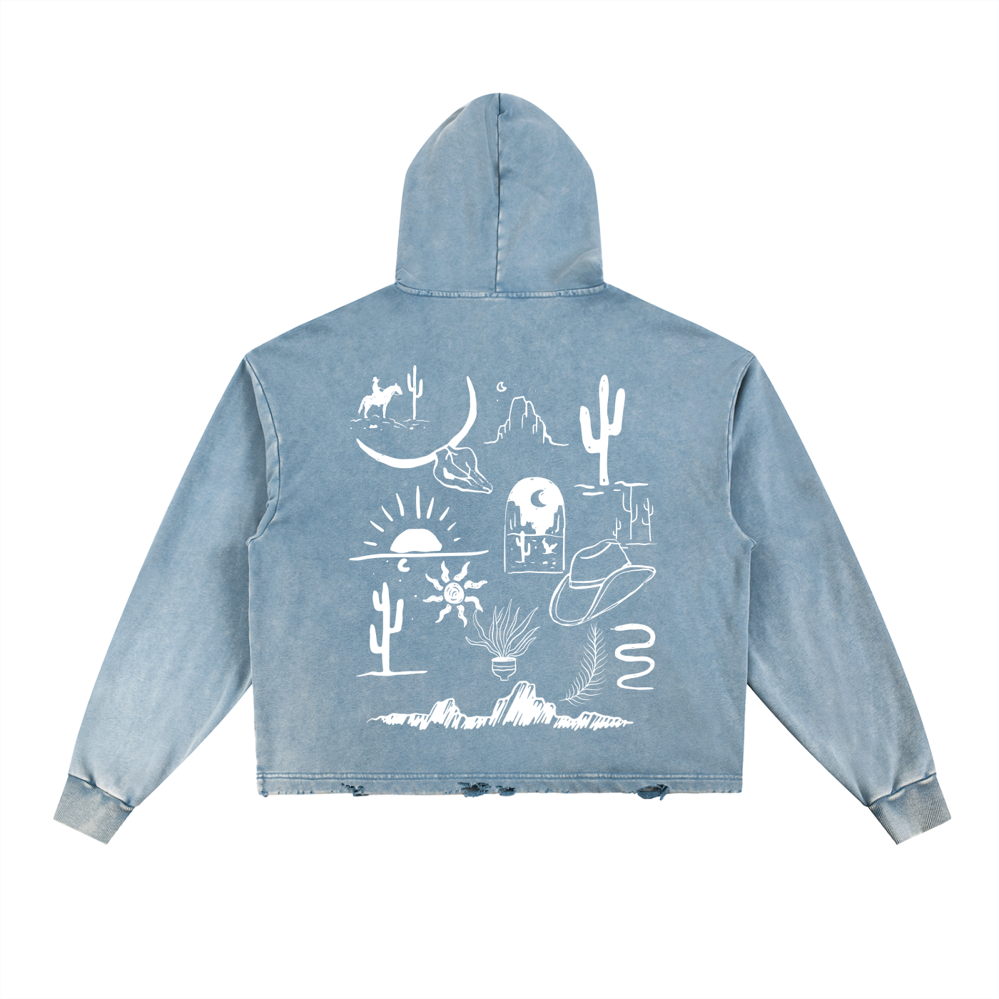 Vintage Washed Frayed-Hem Hoodie
