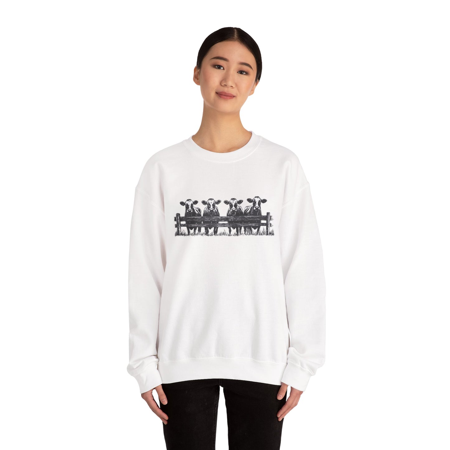 Fun Cow Illustration Crewneck Sweatshirt - Cozy Unisex Design