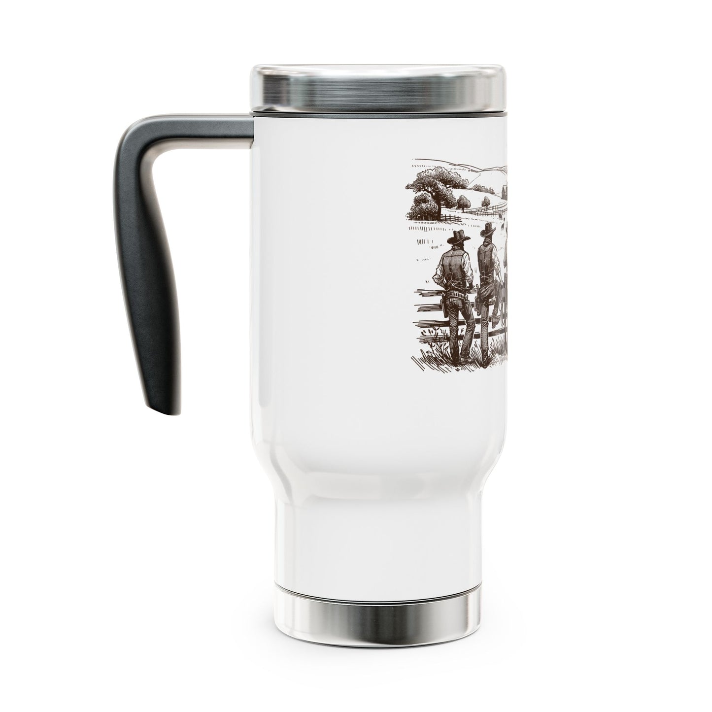 Rustic Cowboy Travel Mug - 14oz Stainless Steel with Handle