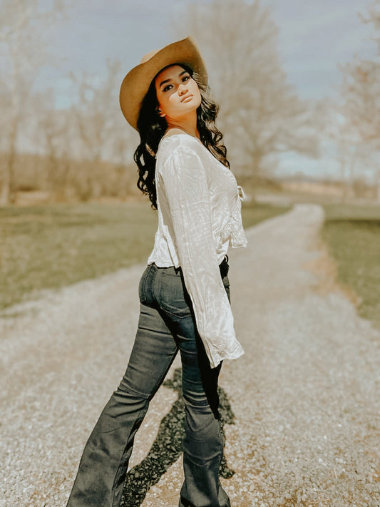 Vintage Wash High-Waisted Flare Jeans