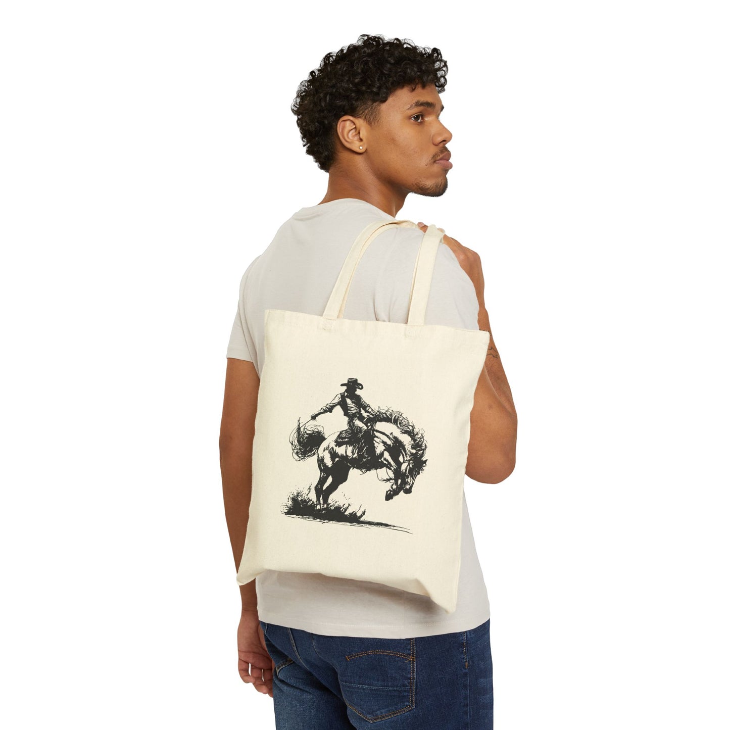 Western Cowboy Canvas Tote Bag - Stylish and Durable for Everyday Use