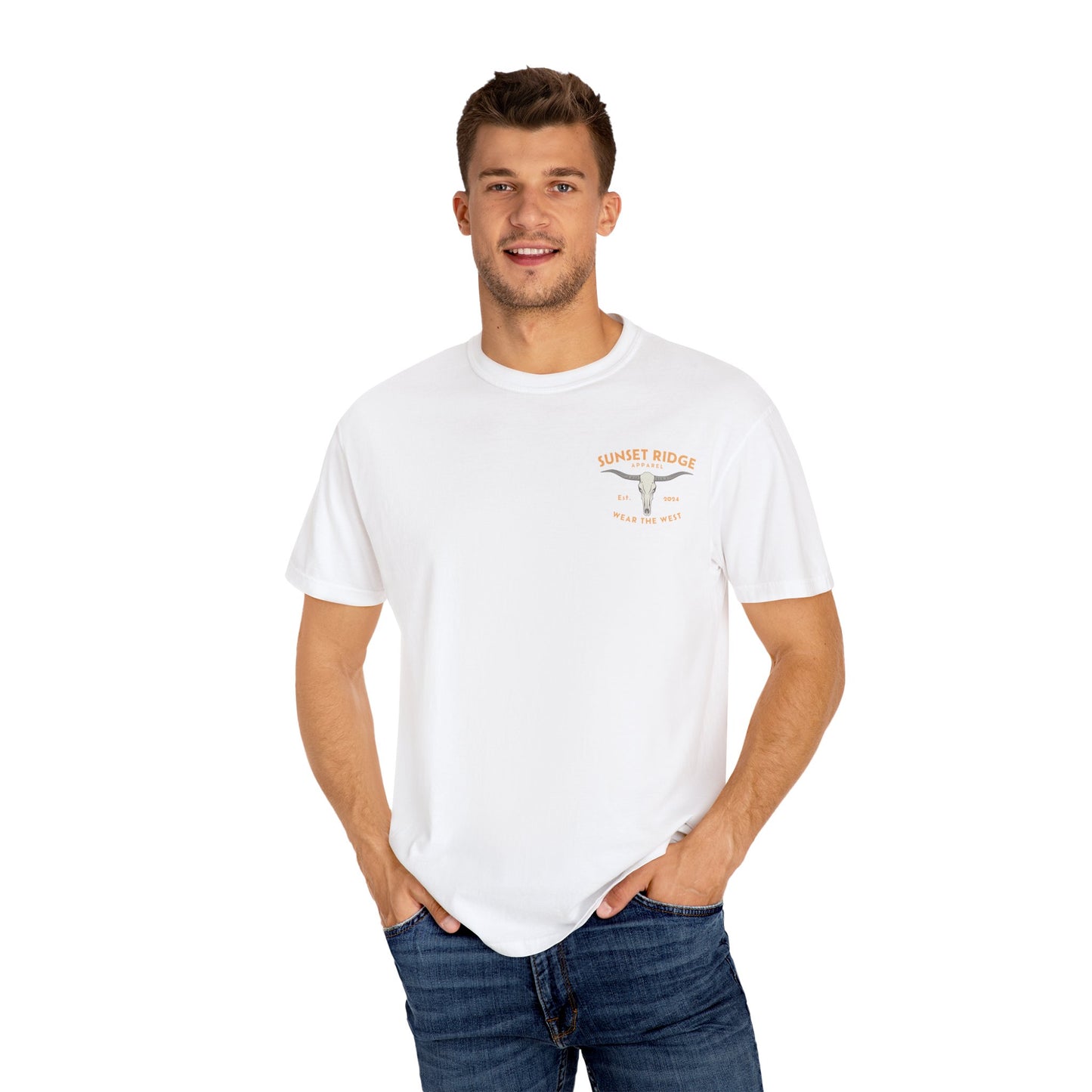 Unisex Garment-Dyed T-Shirt - Sunset Ridge Outrider Rodeo Graphic Tee