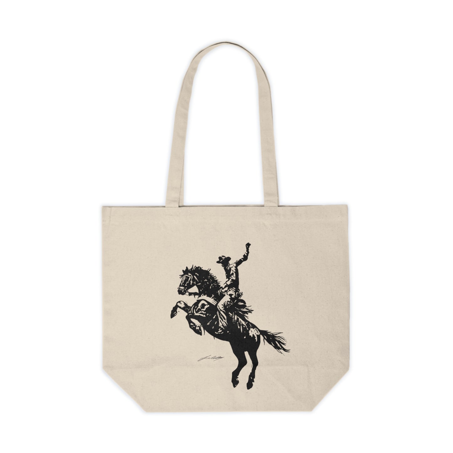 Western Rodeo Canvas Tote Bag - Equestrian Style Shopping Bag