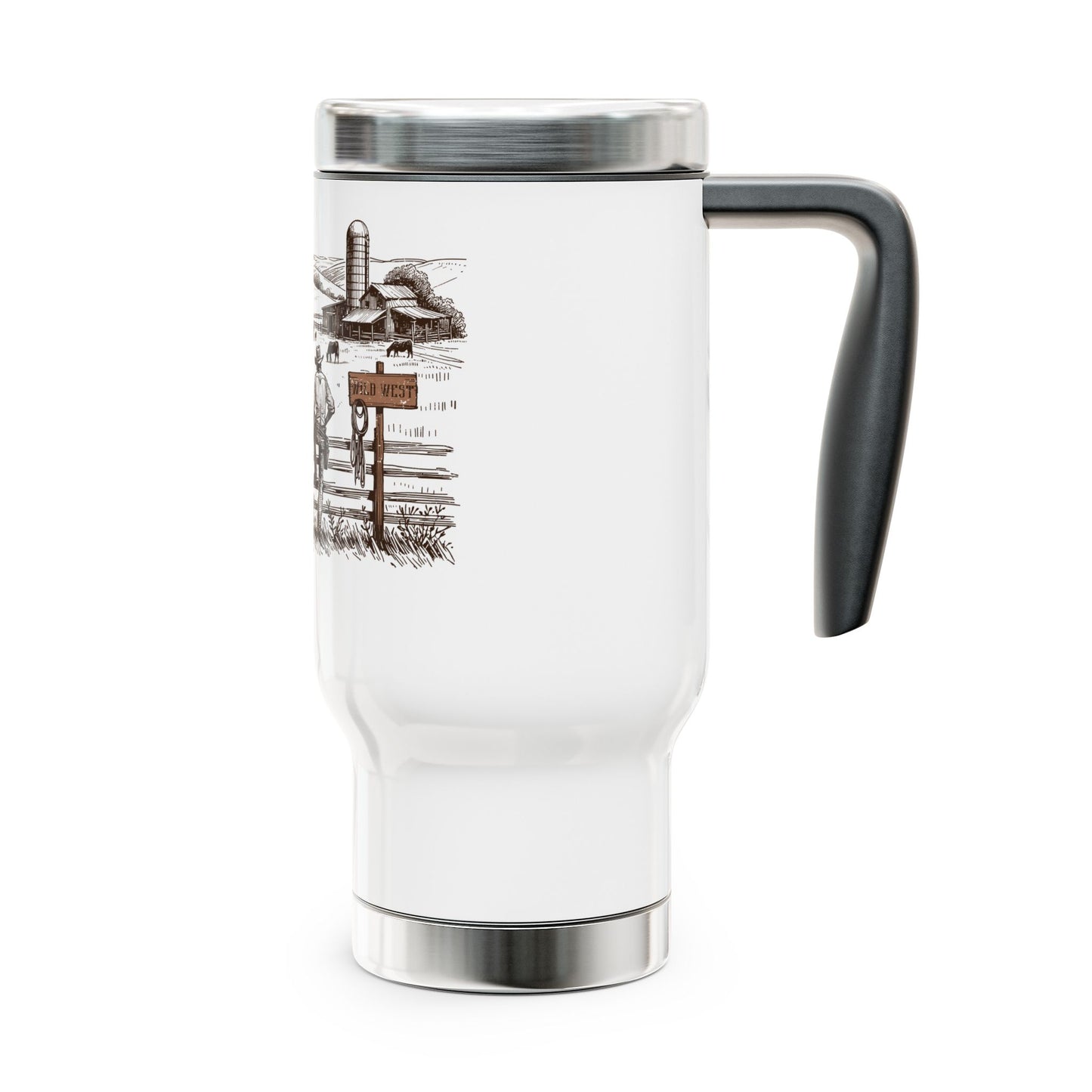 Rustic Cowboy Travel Mug - 14oz Stainless Steel with Handle