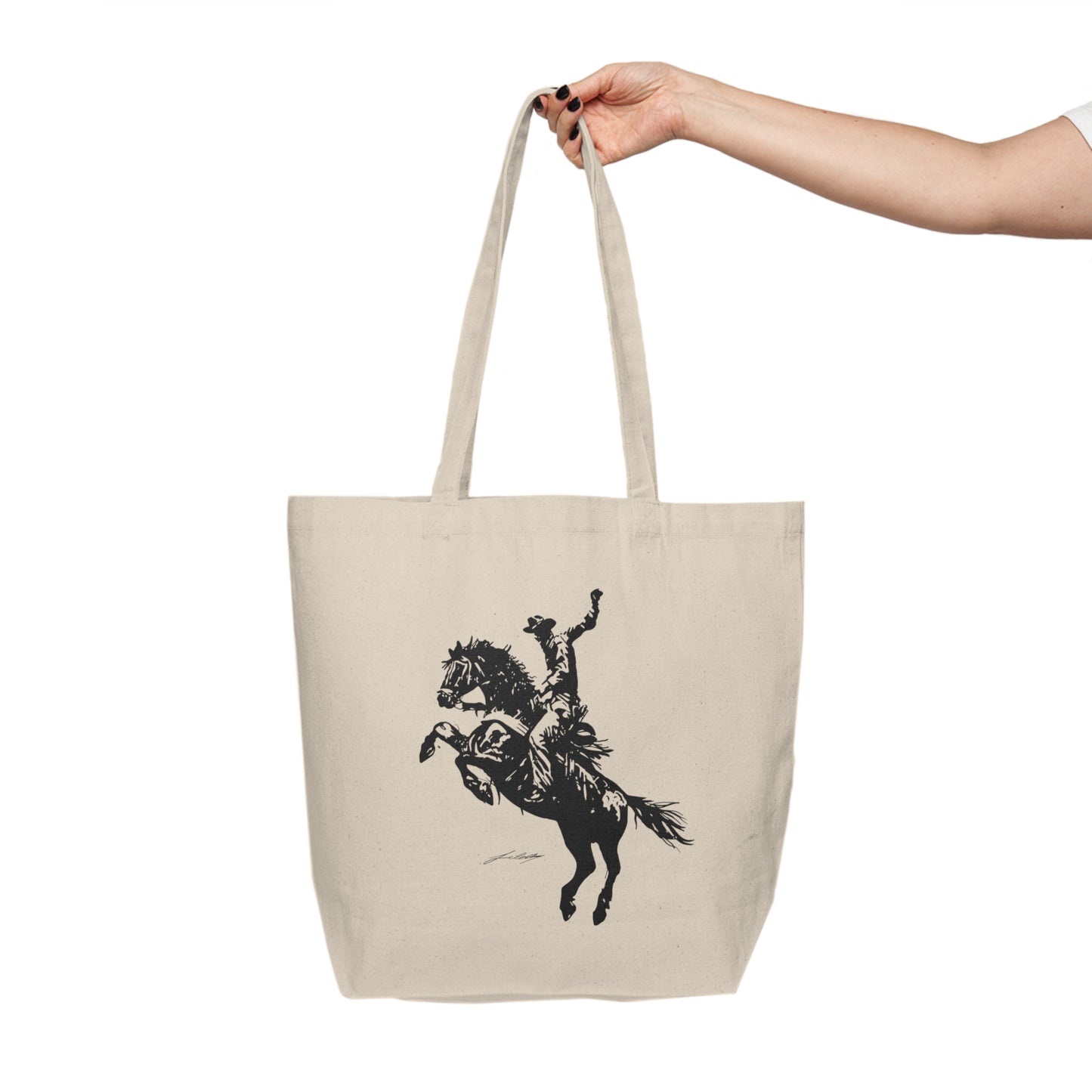 Western Rodeo Canvas Tote Bag - Equestrian Style Shopping Bag