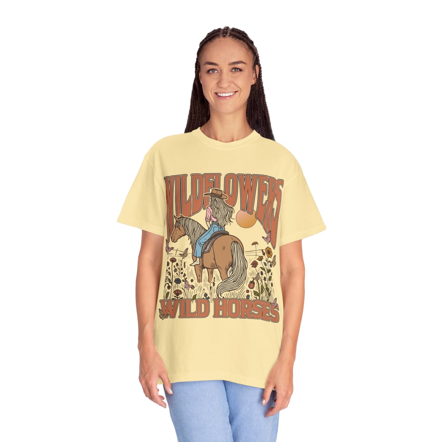 Wildflower Vintage Unisex T-Shirt - Horse & Nature Graphic Tee