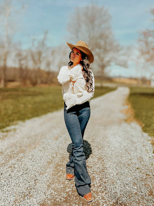 Vintage Wash High-Waisted Flare Jeans
