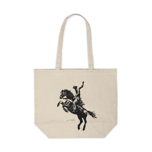 Western Rodeo Canvas Tote Bag - Equestrian Style Shopping Bag