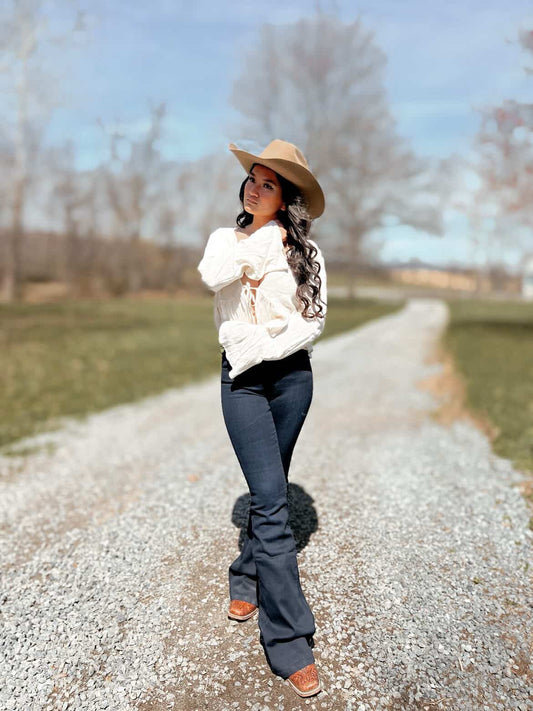 Vintage Wash High-Waisted Flare Jeans