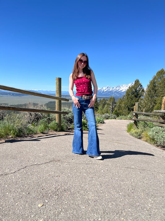 Low Rise Western Flare Jeans